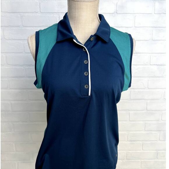 Nike Dri-Fit Blue Golf Tour Performance Button Down Polo Tank-sz M - Picture 1 of 7